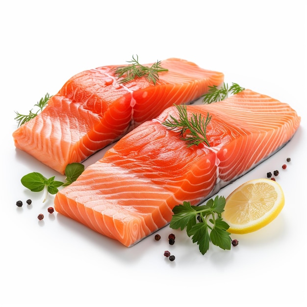 Fresh raw salmon isolated on white