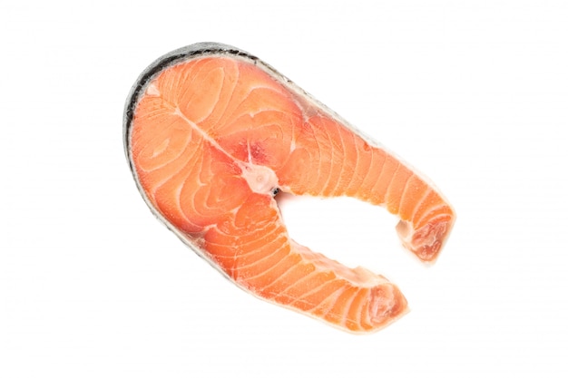 Fresh raw salmon meat isolated on white background