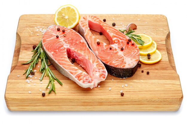 Fresh Raw Salmon Red Fish Steak