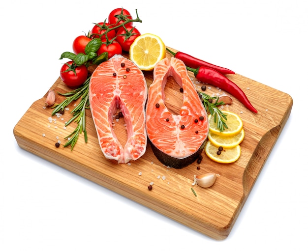 Fresh Raw Salmon Red Fish Steak