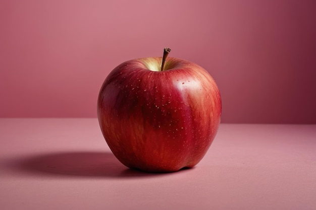 Fresh Red Apple on Pink Background