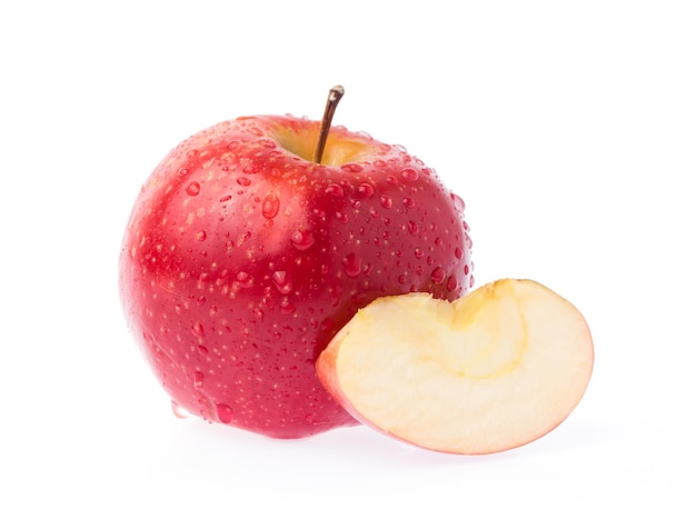 Fresh red apple and slice apple isolated on white background