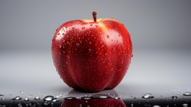 Fresh red apple with water drops on it