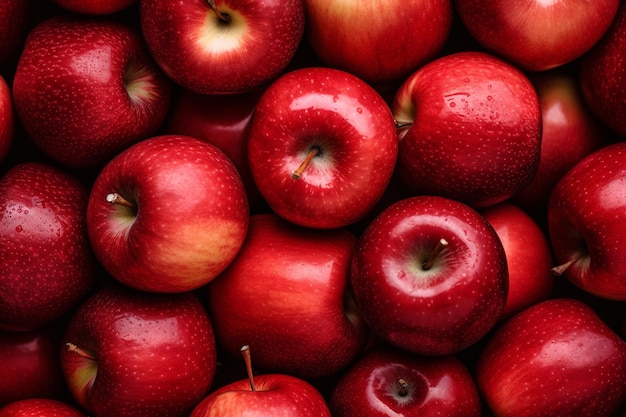 fresh red apples background generative AI