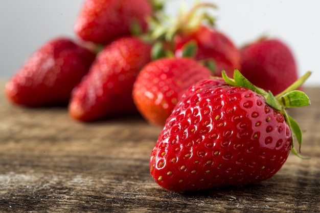 Fresh red aromatic strawberries