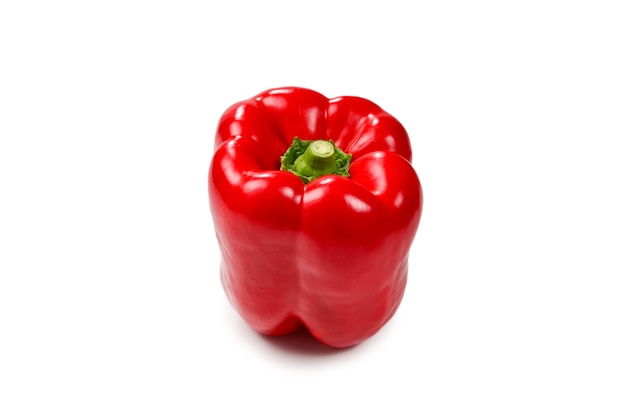 Fresh red bell pepper isolated on white background. Copy space.