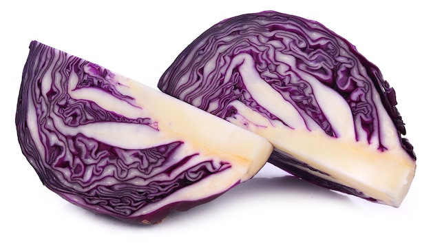 Fresh red cabbage isolated on white background