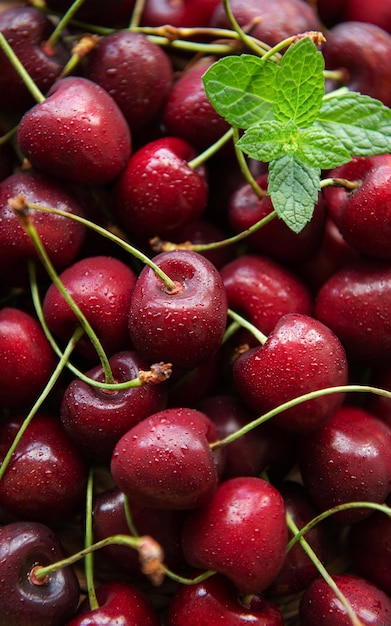 Fresh red cherries fruit