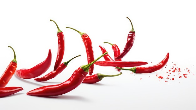 Fresh red chilies on a white background 1