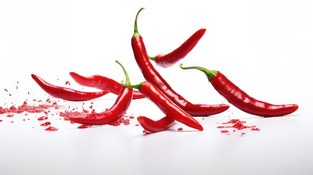 Fresh red chilies on a white background 1