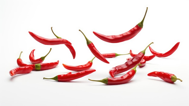 Fresh red chilies on a white background 1