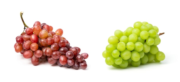 Fresh red and green grapes isolated on white background Clipping path include in this image