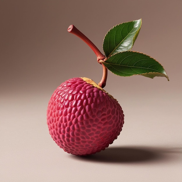 Fresh red lychee fruits with leaves on a dark background Exotic healthy AI image generator