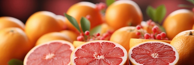 Fresh Red Orange Grapefruit On Peach Banner Image For Website Background Pattern Seamless Desktop Wa