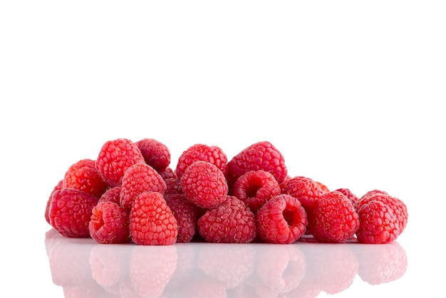 Fresh red ripe raspberries closeup Raspberries background