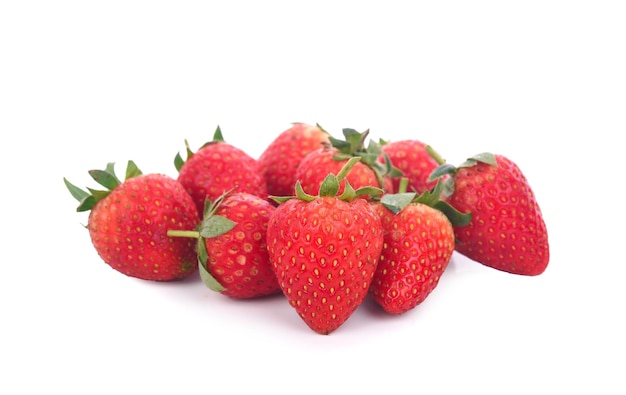 Fresh red ripe strawberries isolated on white background