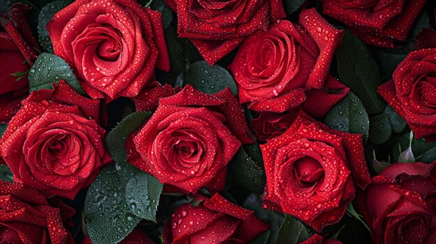 Fresh red roses background