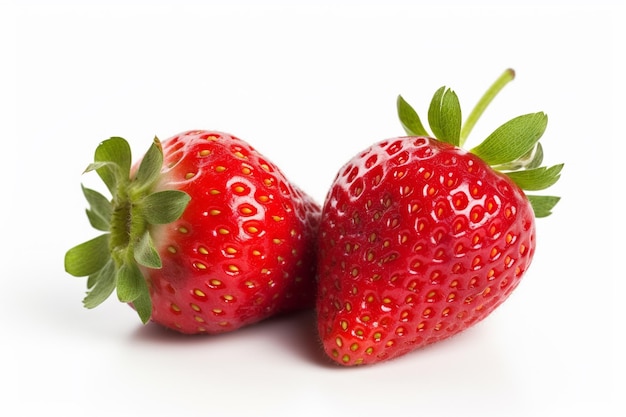 Fresh red strawberries are isolated on a white background