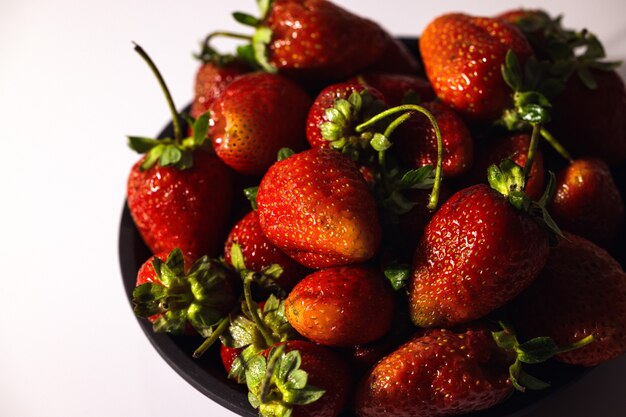 Fresh red strawberries close up