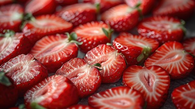 Photo fresh red strawberries close up