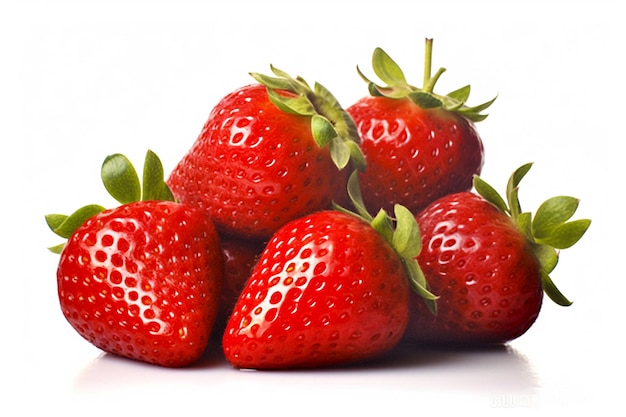 Fresh Red Strawberries isolated on white background close up