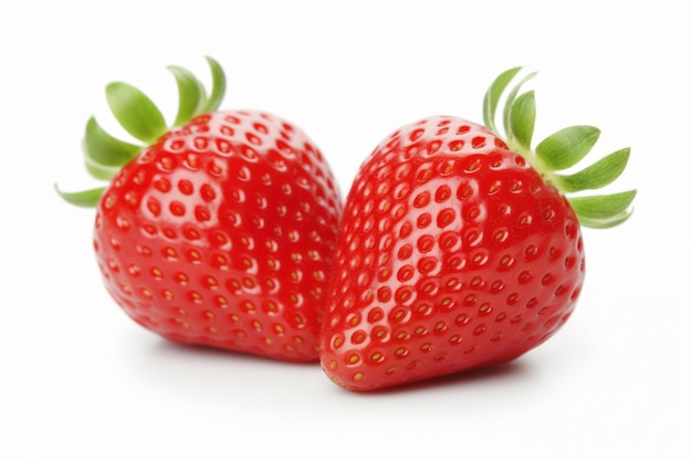 Fresh red strawberry on a pure white background perfect for food photography and design projects