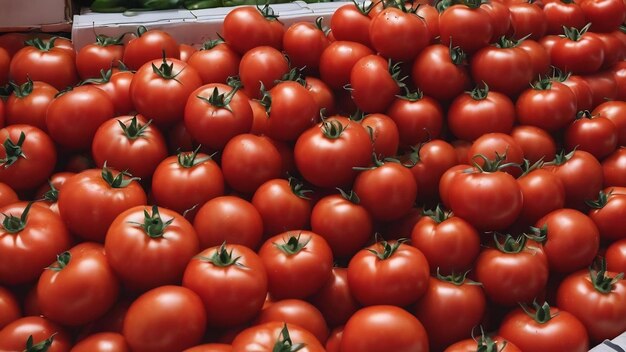 Fresh red tomato at grocery store for food backgrounds concept