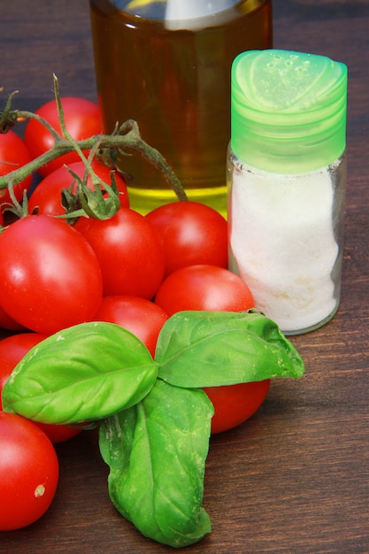 fresh red  tomatoes and basil