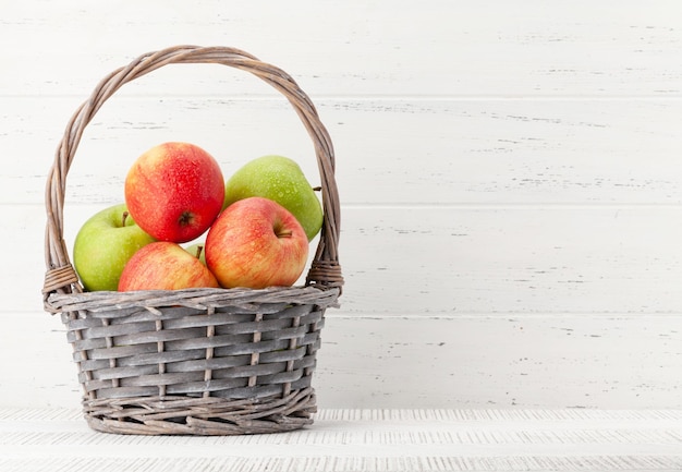 Fresh ripe apples in basket