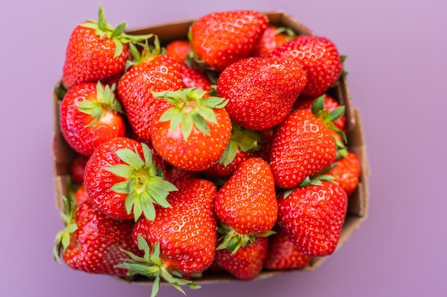 Fresh ripe delicious strawberries in bowl healthy food and vegetarian