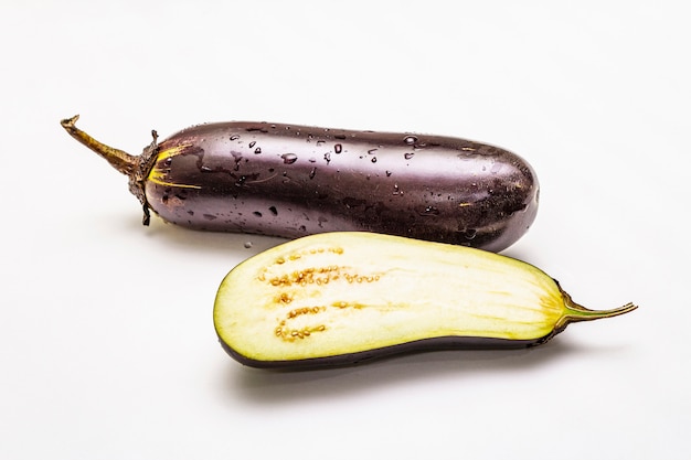 Fresh ripe eggplants