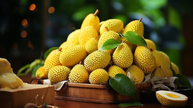 Fresh ripe jackfruit Fresh sweet jackfruit segment ready for eat Cutting jackfruit Fresh sweet