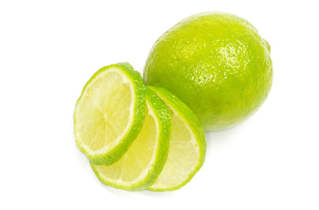 Fresh ripe lime isolated on white background