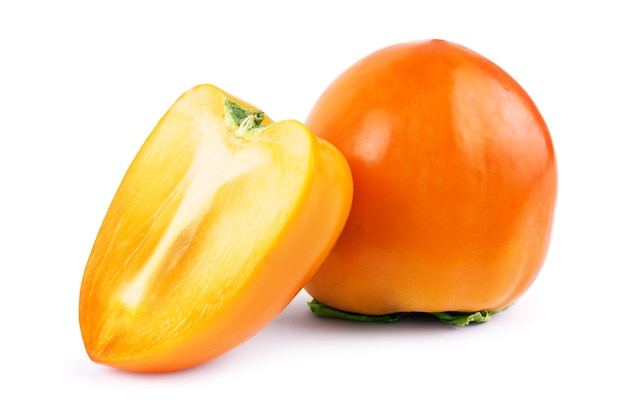 Fresh ripe persimmons isolated on white background