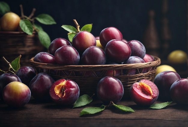 Fresh ripe plums background