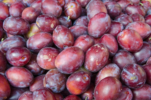 Fresh ripe red plums