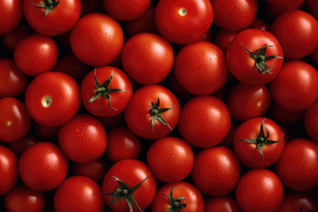 Fresh ripe red tomatoes Food background Generative AI