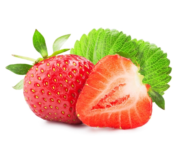 Fresh ripe strawberries on a white background