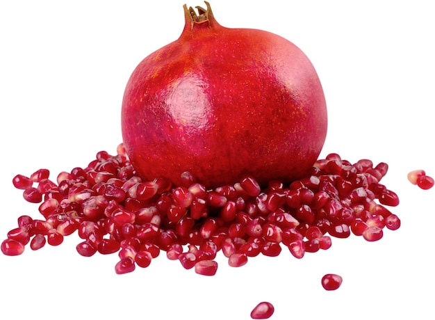 Fresh ripe sweet Pomegranate with Scattered Seeds