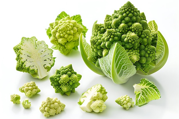 Fresh Romanesco Broccoli Isolated on White Background