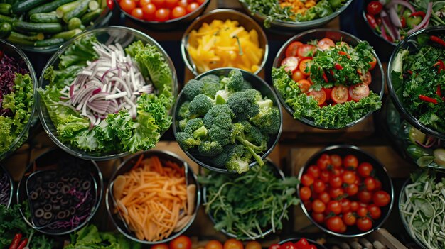 Fresh Salad Bar with Variety of Ingredients