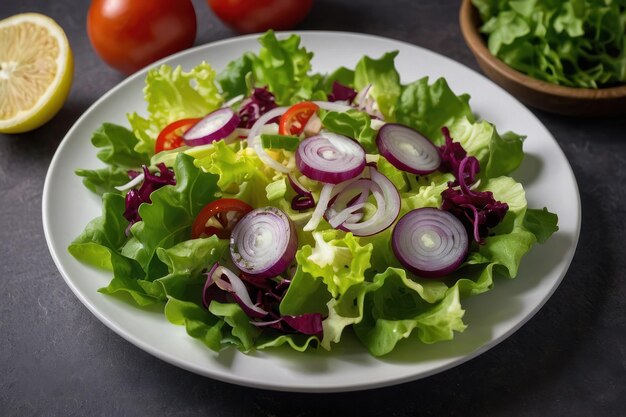 Fresh Salad on Dark Table