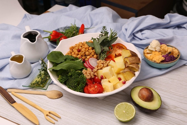 Fresh salad plate with mixed greens