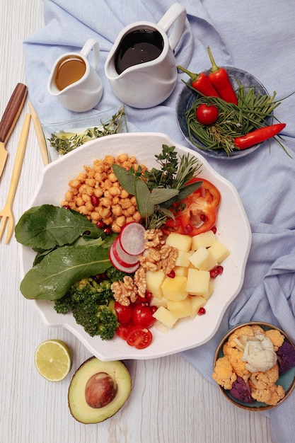 Fresh salad plate with mixed greens