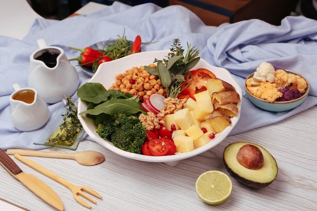 Fresh salad plate with mixed greens