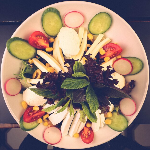 Fresh salad plate with mixed greens