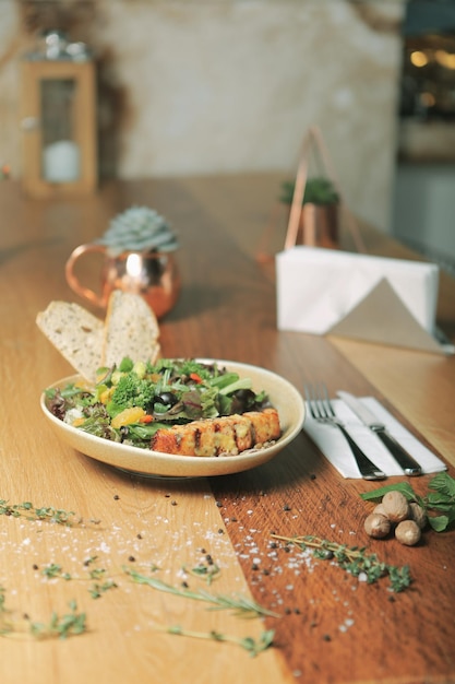 Fresh salad plate with mixed greens