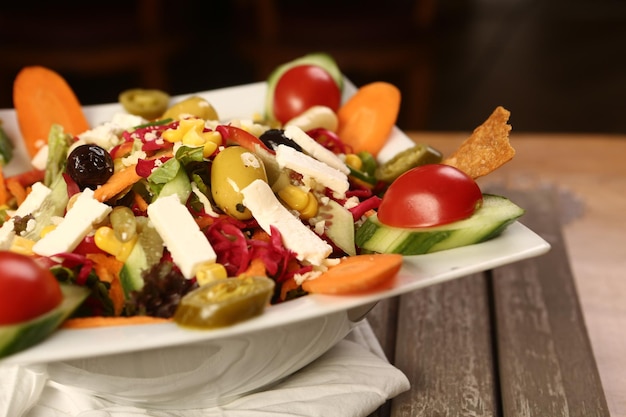 Fresh salad plate with mixed greens