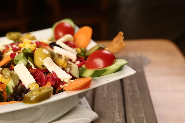 Fresh salad plate with mixed greens