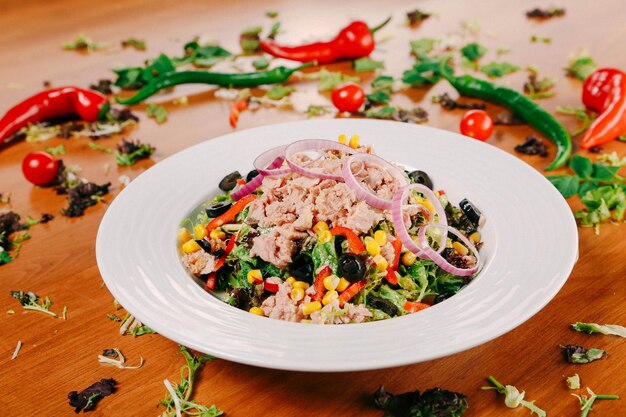 Fresh salad plate with mixed greens